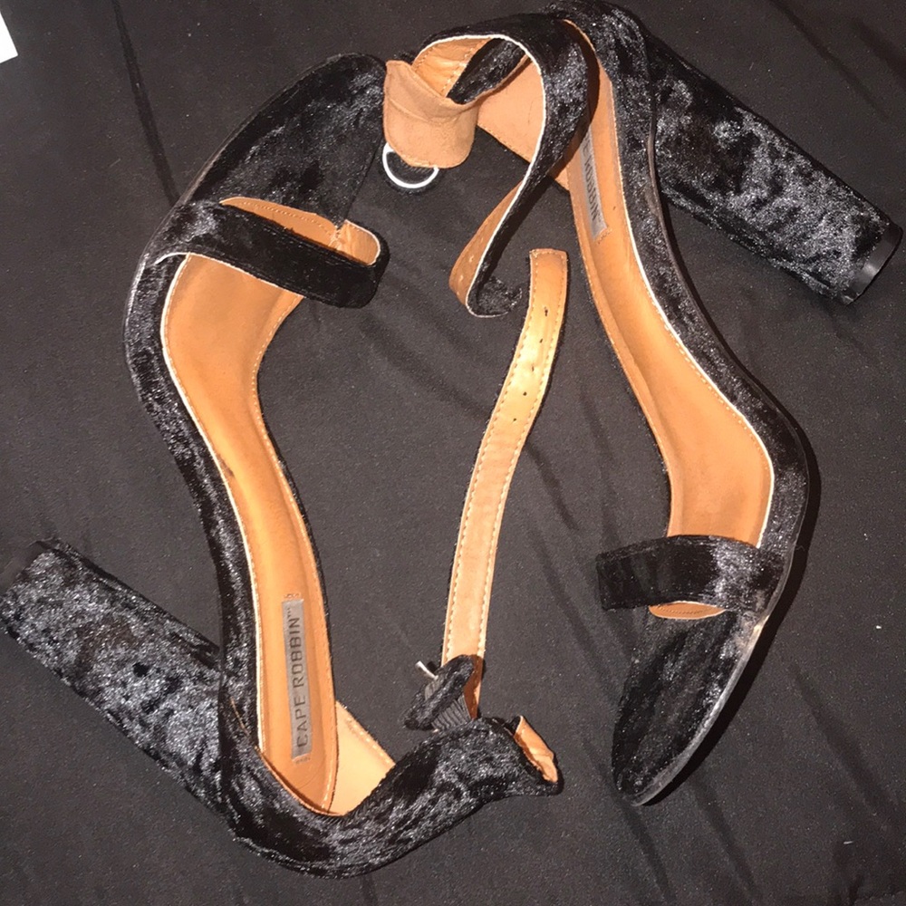 Black velvet heels